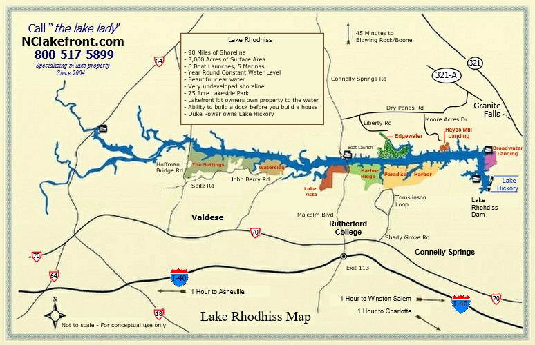 Waterside at Lake Rhodhiss - Map and Information on Lake Rhodhiss, NC